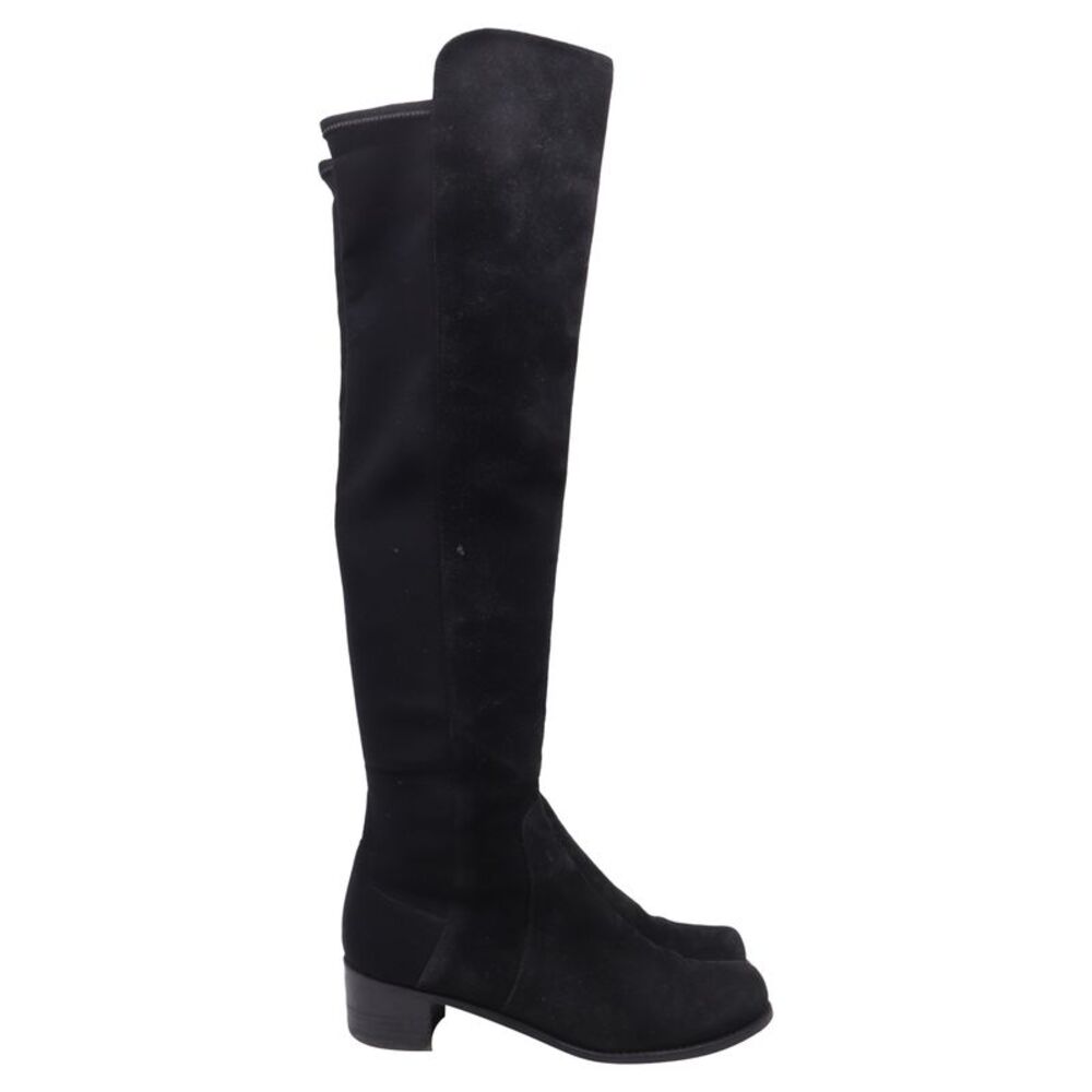 Stuart Weitzman Reserve Ove-The-Knee Boots in Black Suede